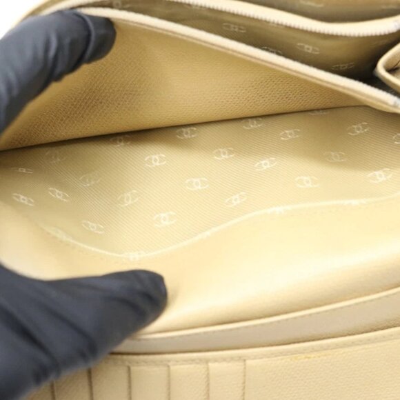 Chanel Beige Calf Leather CC Button Line Long Flap Wallet - Picture 13 of 16